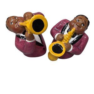 Vintage Clay Art Jazz Players Ceramic Salt & Pepper Shakers African American